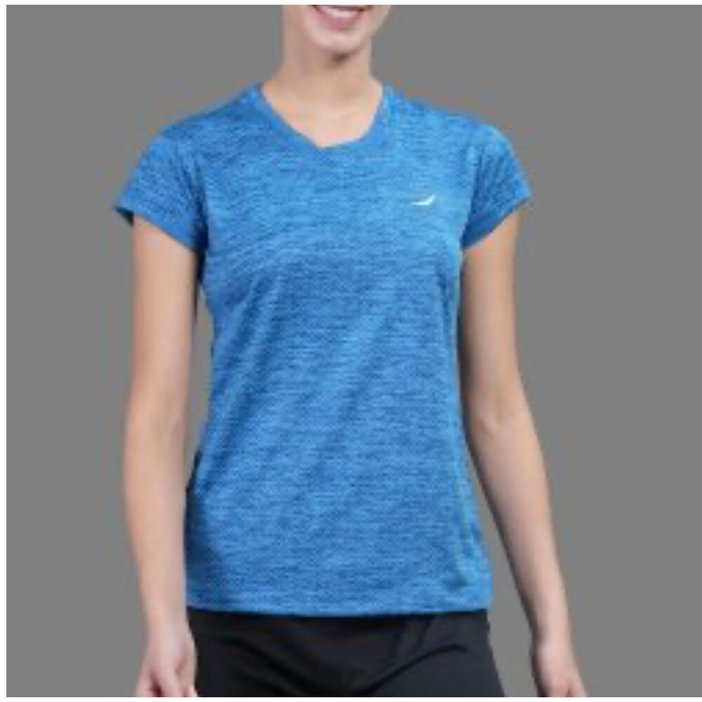 PONY Women M Blue Athletic T Shirt Short Sleeve Running Gym Training Activewear